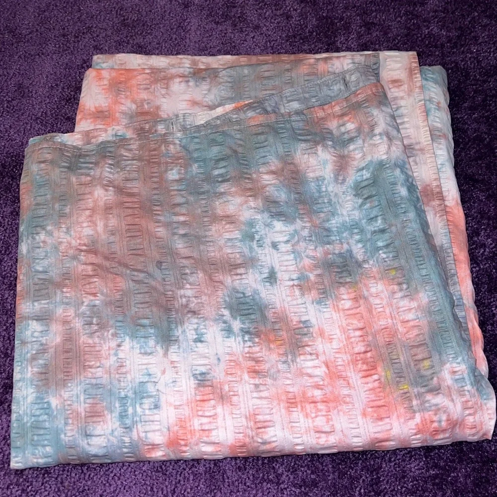 Bloomcraft Hippie Tie-Dye Boho Textured Cotton Blend Shower Curtain 68”x70” in